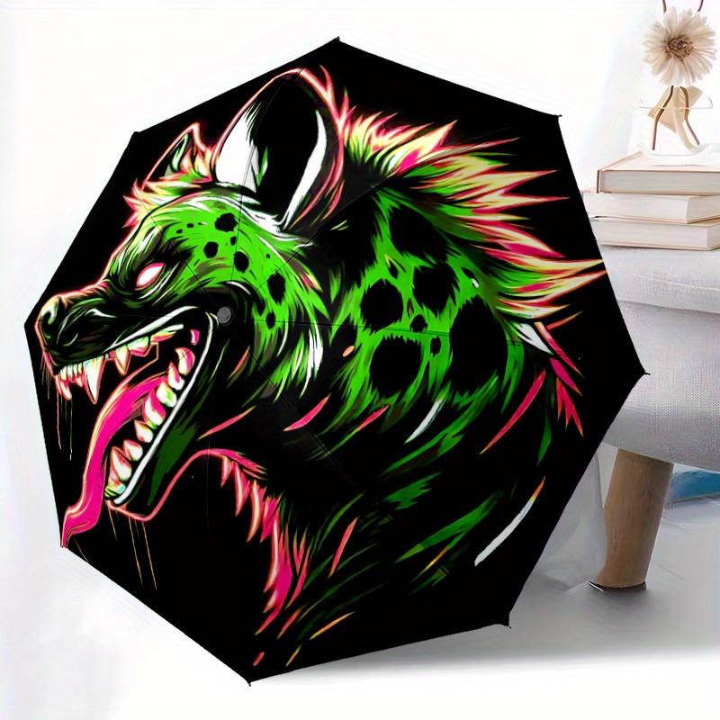 1pc Neon Wolf Head Automatic Open/close Folding Umbrella, Compact Portable Travel Umbrella, Durable Construction yy250809081