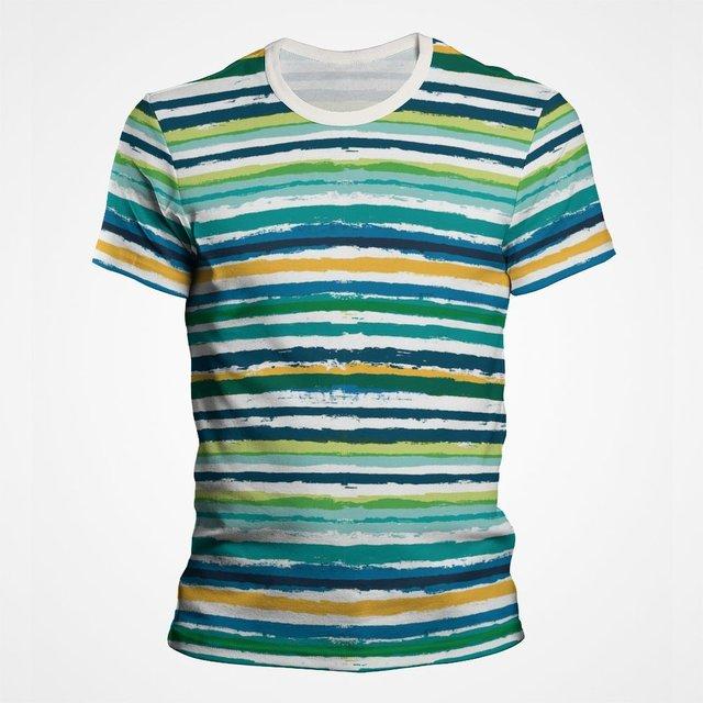 Personalità Grazia Striscia Geometria Astratta Grafica T-shirt Stampa Digitale 3D Magliette da Uomo Estive a Maniche Corte Camicie Streetwear