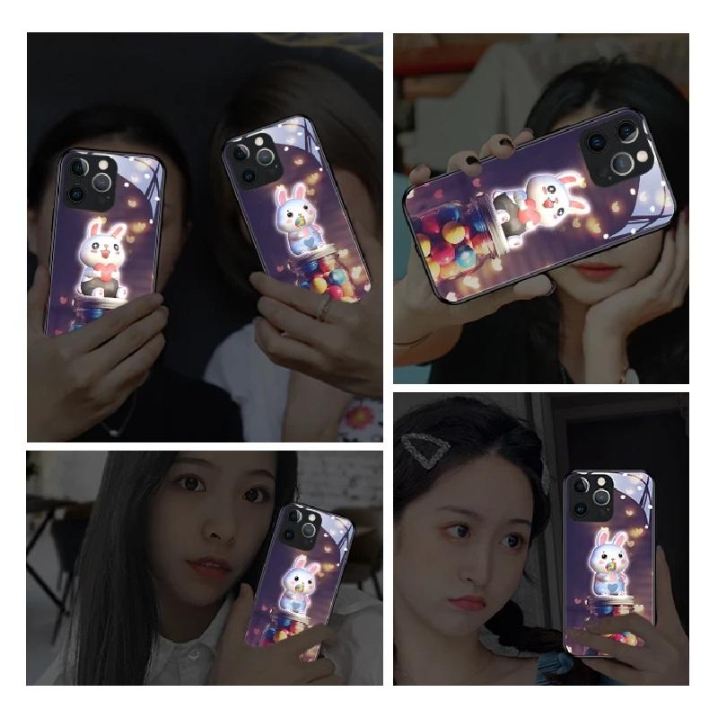 LED Light Glowing Luminous Phone Case for IPhone 11 12 13 14 15 X Xs Xr Mini Pro Max Plus
