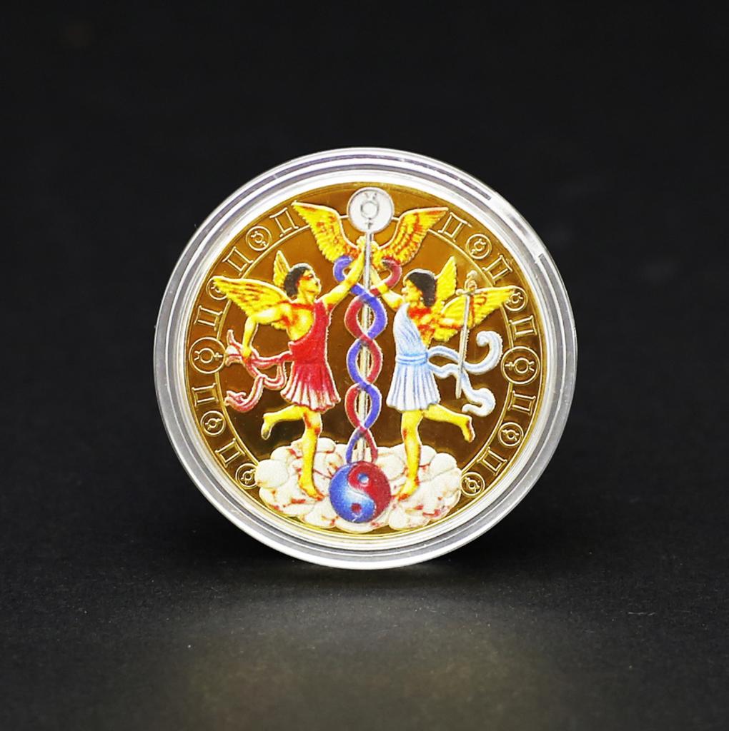 12 Signs Commemorative Medals Gold-Tone 12 Signs Collectible Wishing Commemorative