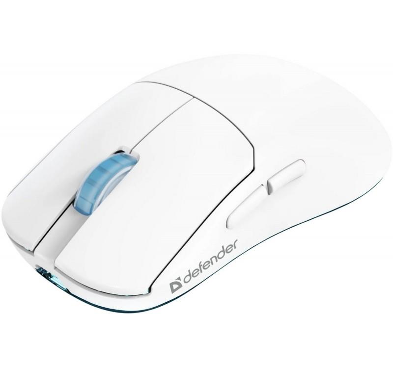 Mysz bezprzewodowa Defender FAME GM-516 optyczna 10000dpi 2.4 GHz + Bluetooth biała AKUMULATOR 5 przycisków Gaming