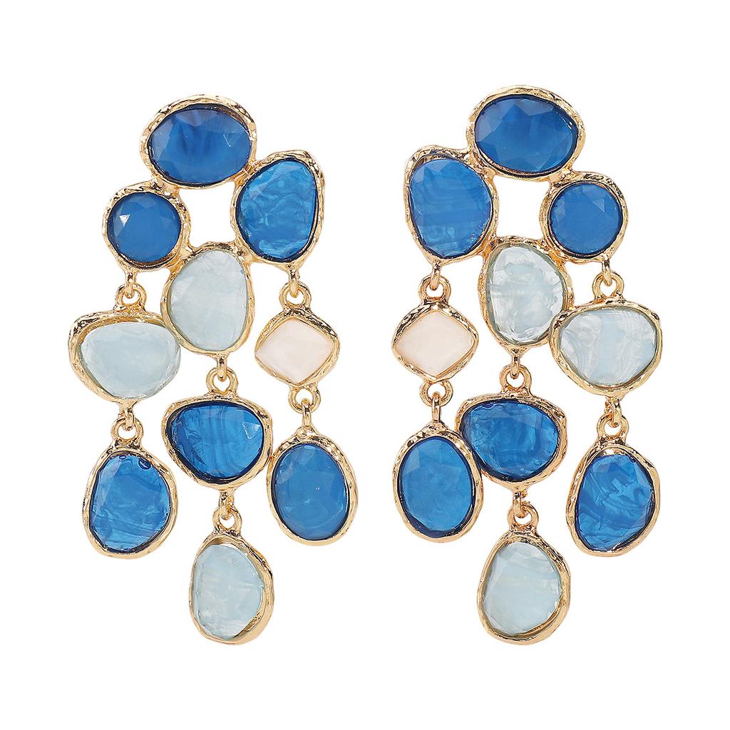 Fashion Colored Resin Fringed Earrings, Fashionable Retro Ethnic Style Exaggerated Earrings