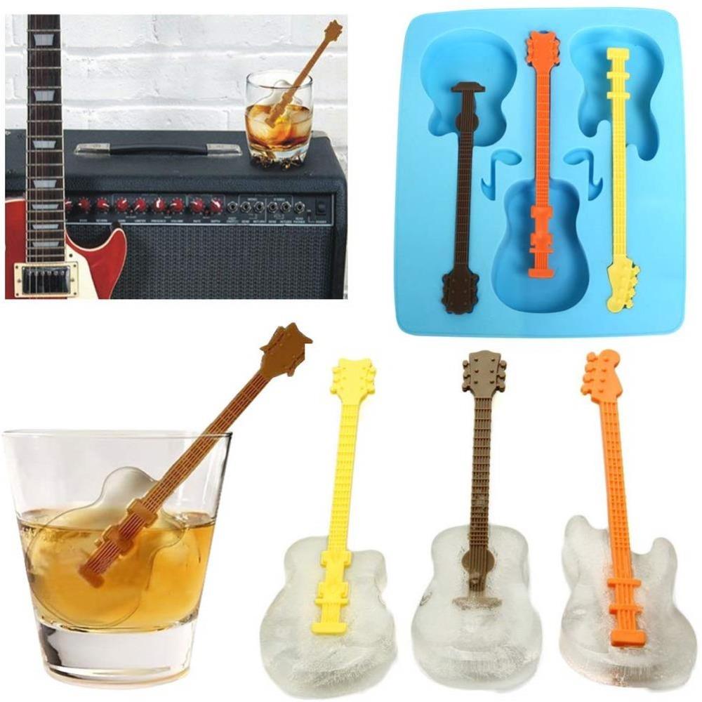 Blue Guitar Ice Tray Easy Release Ice Cube Tray Durable Guitar Chocolate Mold  Gift