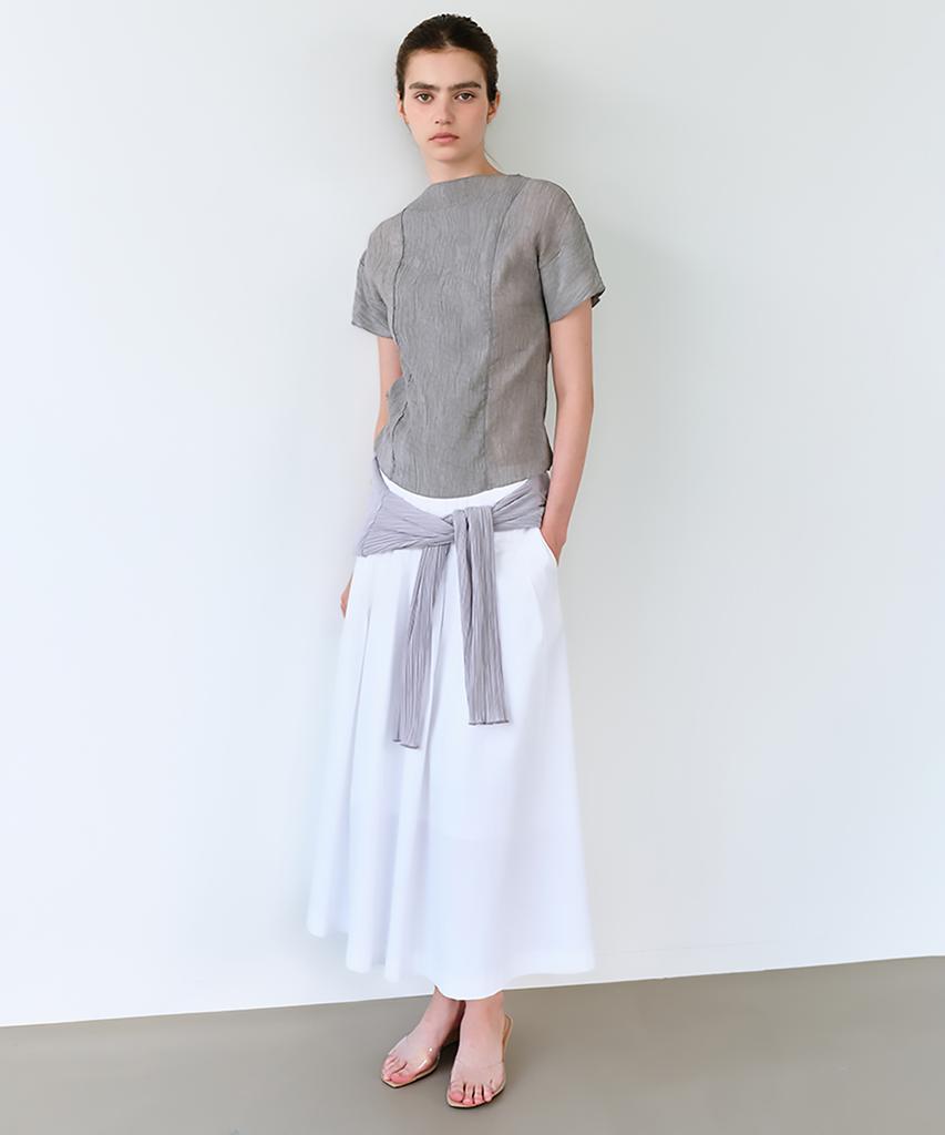 Aubeuawo Asym Pleats Skirt (Ivory)