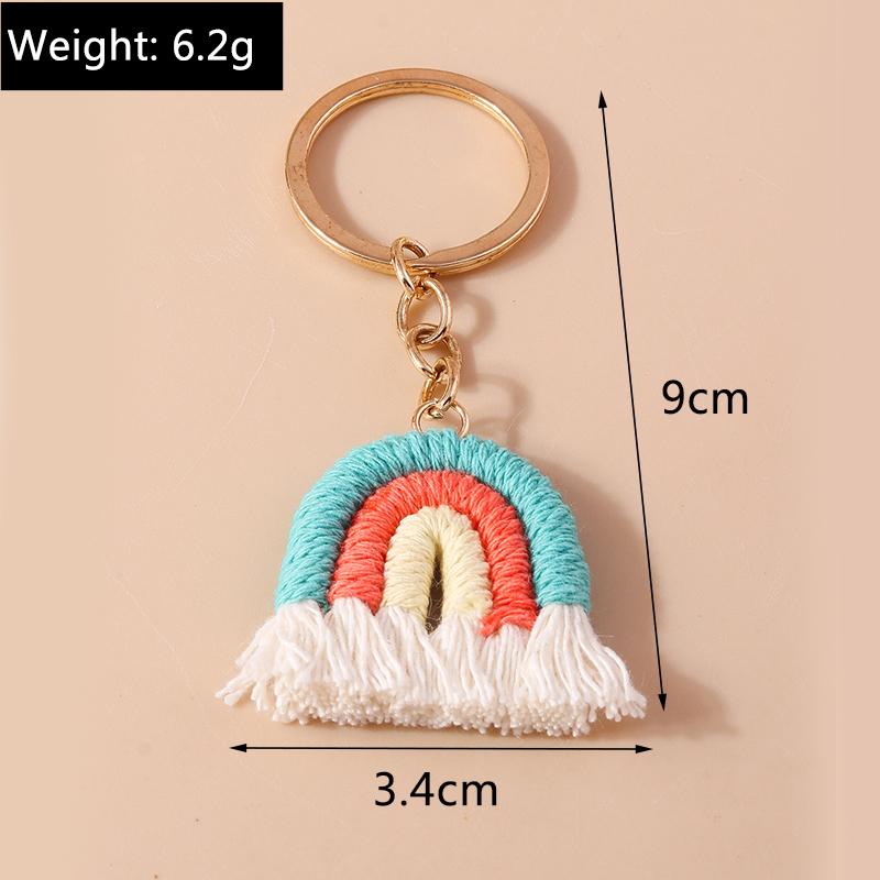 Cute Hand knitted Rainbow Tassels Keychain Women Girls Keyring for Car Key Holder Handbag Pendant DIY key Chain Jewelry Gifts