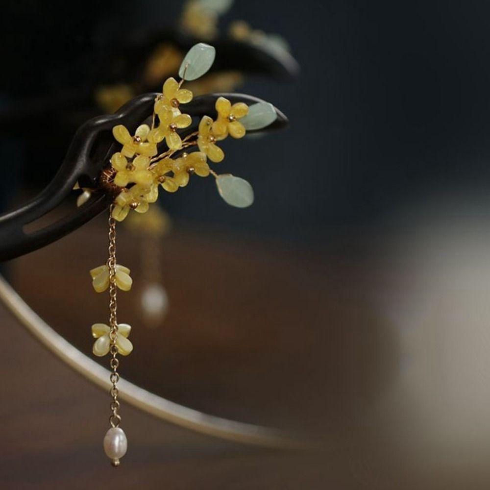 Flower  Rabbit Ancient Style Hairpin Wooden Hairpin Chinese Style Headwear Hanfu Hair Sticks