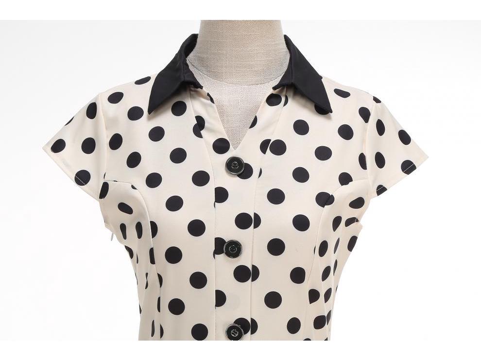 Polka Dot French Retro Hepburn Collar Dress 2025