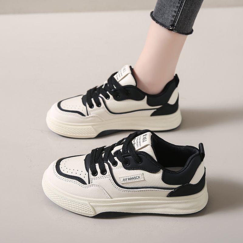 

Campus spring and autumn new women s shoes versatile muffin sneakers sneakers lace-up board shoes dopamine white shoes 40 чёрный