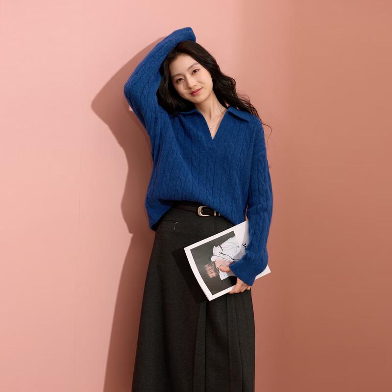 

Sancai 2025 Winter Retro Cable Knit Roll Neck Sweater L
