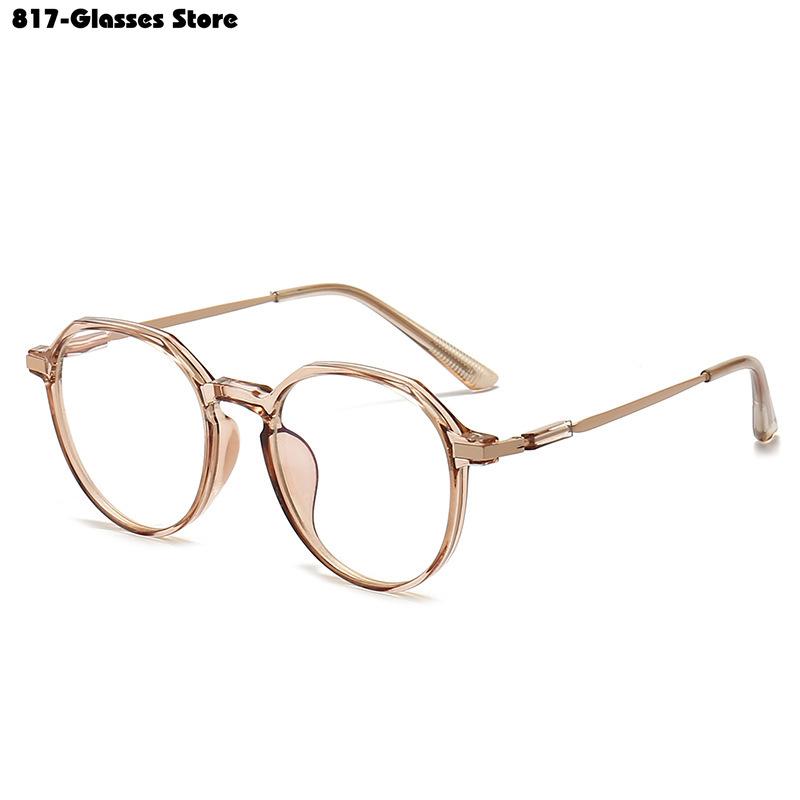 Fasjonable, gjennomsiktige ensfargede nærsynthetsbriller for kvinner og menn Gradvis endring av runde briller