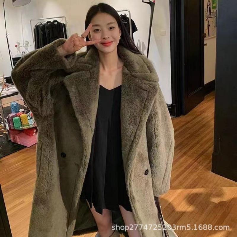 Imitation Fur Granular Imitation Wool Coat Long Coat Teddy Bear Imitation Fur Long Coat