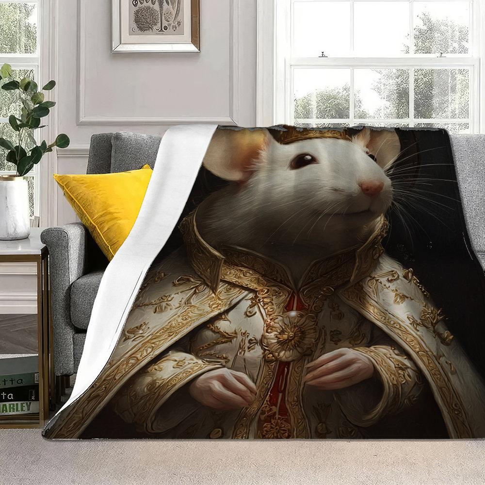 Vintage court-style cute pet Flannel printed blanket suitable for all seasons suitable for living room office sofa and travel