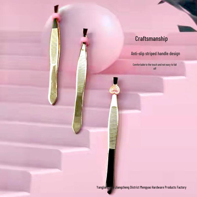 Gold Tweezers & Eyelash Curler Set for Eyebrow Shaping and Hair Removal – Stainless Steel Beauty Tools