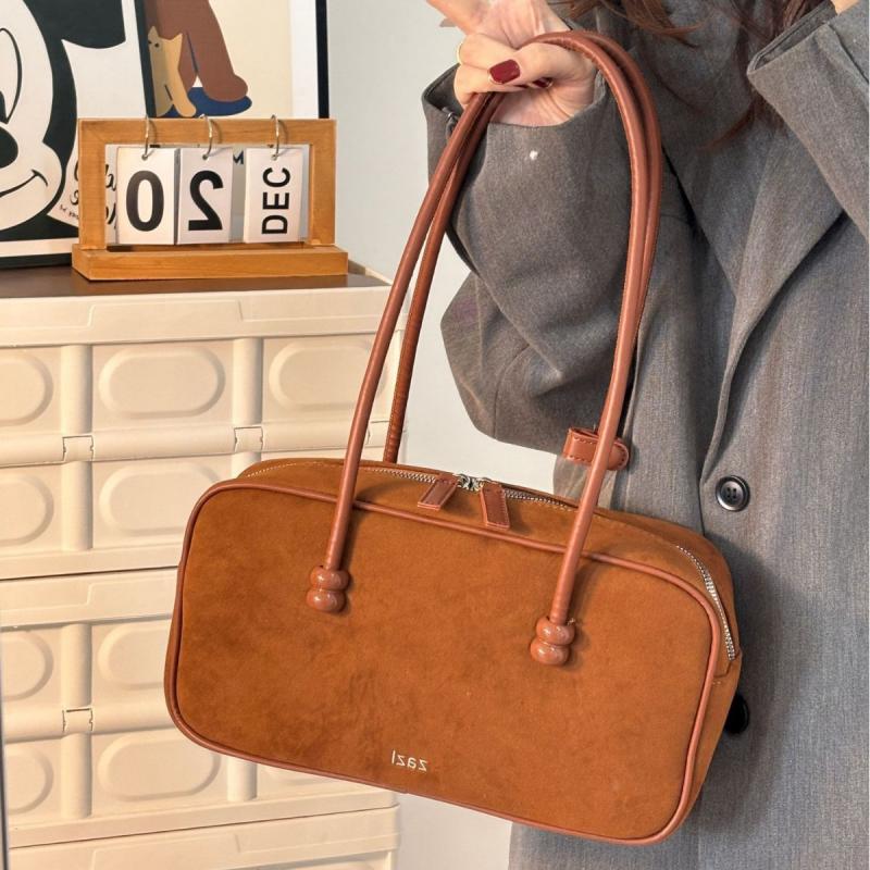 Fall Winter New Arrival Suede Boston Bag Large Capacity Tote Shoulder Bag for Women Commute Work
