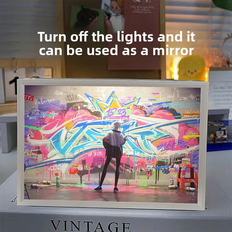 21cm/8.27in Valorant 3D Light Painting Acrylic Mirror White Led Night Game Peripherals Table Display Birthday Gift Home Decorate