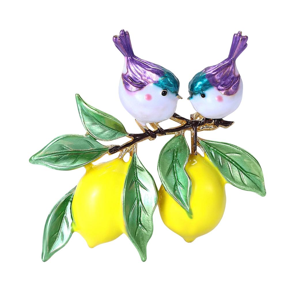 Playful Lemon Bird Enamel Brooch Alloy Craftsmanship Multipurpose Chest Decoration For Clothing Bags Event