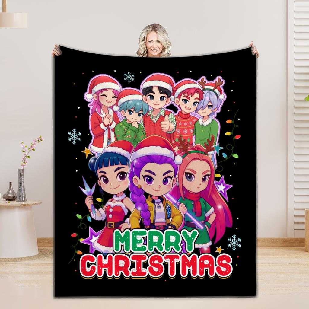 Christmas Blanket KPOP Soft Flannel Blanket Coach Bedroom Sofa Blankets D-Demon-Hunters Blankets All Seasons Home Decorations