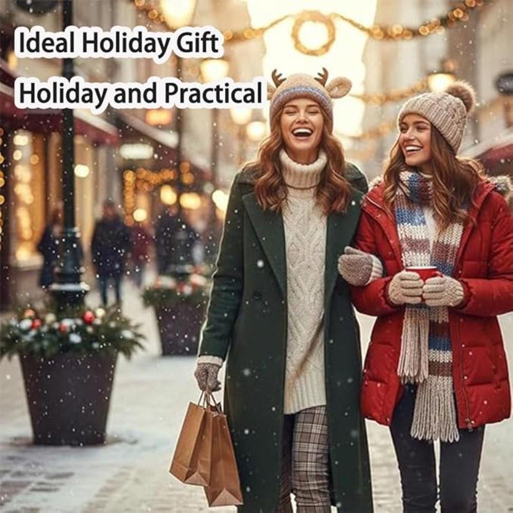 New Fur Deer Storage Hat Ear Protection Warm Festival Christmas Antler Hat 2 In 1 Adjustable Winter Cap Winter
