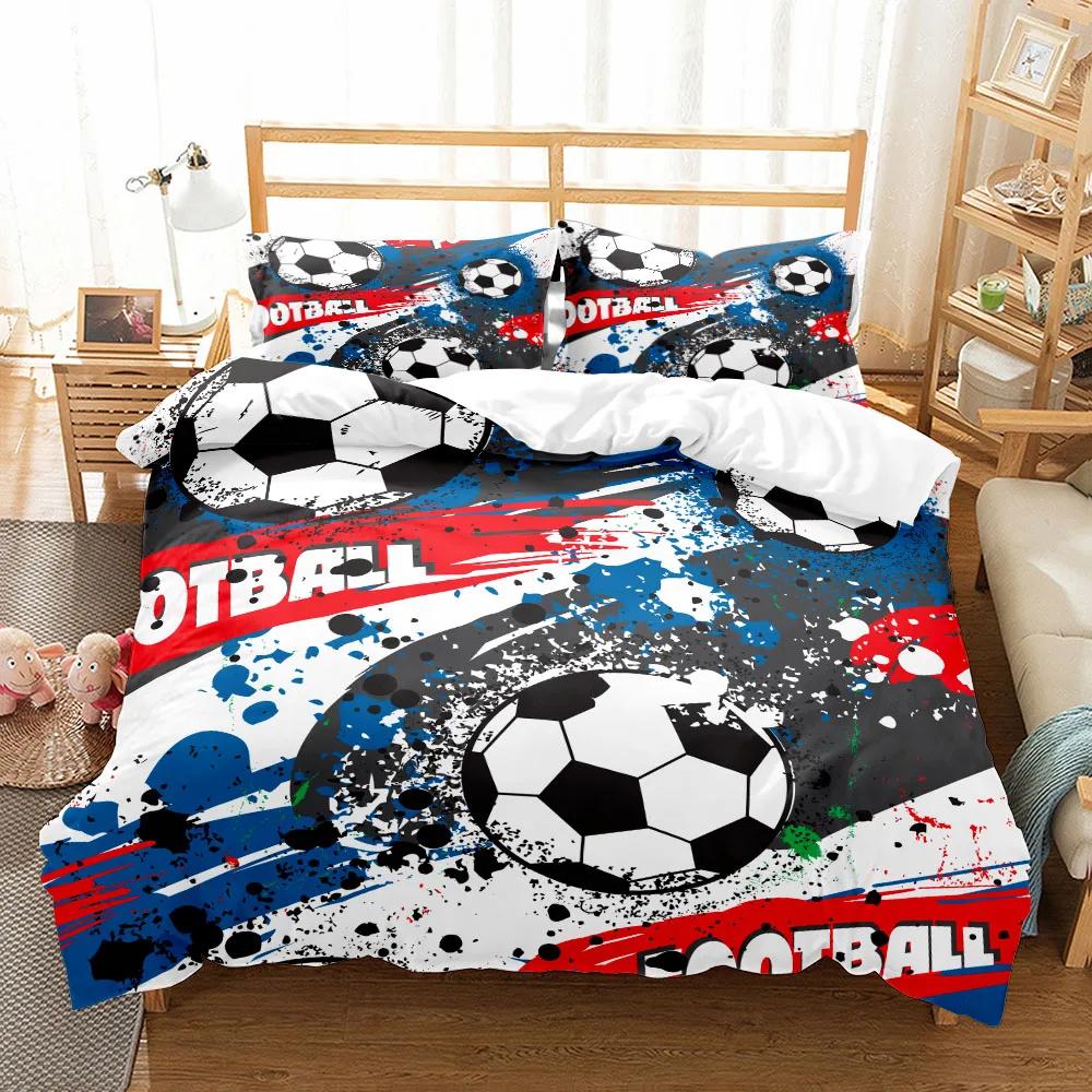 Leidenschaftliches Fußball Bettbezug Set King Queen Double Full Twin Einzelgröße Jungen Bettwäsche Set Bezug mit Kissenbezug Kundenspezifisch