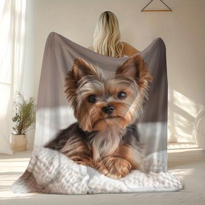 1 Stück Süßes Haustier-Design Bedruckte Flanelldecke Leichte Weiche Überwurfdecke Weiche Ganzjahres-Tagesdecke für Sofa Camping Reise