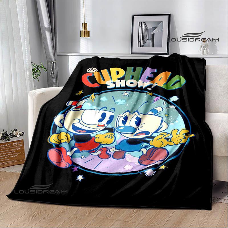 Cuphead Anime Printed Blankets Children's Warm Beautiful Blankets Flannel Soft and Comfortable Blanket Home Travel Birthday Gift