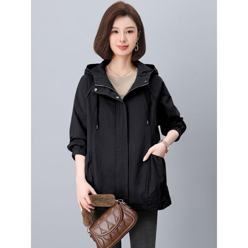 Mid-length Korean Loose Windbreaker Women's Mid-length Casual Jacket Hooded Top