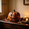 Kunstige Retro Græskar Statuer Halloween Træ Figur, Rustikt Spooky Pynt, Holdbar Efterårs Høst Dekoration Bord Centerpiece til Hjemmefest Lagdelt