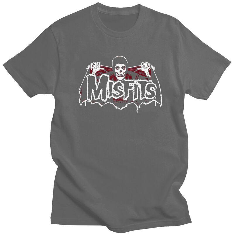 Custom Horror Punk Rock Misfits Skull Tshirts for Men Short Sleeve Casual T Shirt Fashion Tshirt Slim Fit 100 Cotton Tee Gift