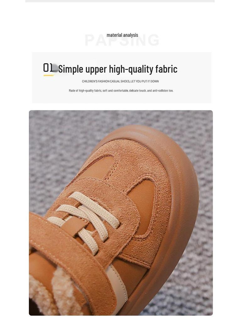 Baumwoll-Sportschuhe für Kinder: 2025 Herbst/Winter Samt, Rutschfest, Weiche Sohle, Warme Sneaker für Jungen und Mädchen.
