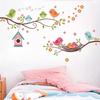 Cartoon Cute Bird Family Branch Flower Animal Wall Stickers Removable for Kid Bedroom Living Room Foyer Decoration Wall Decals