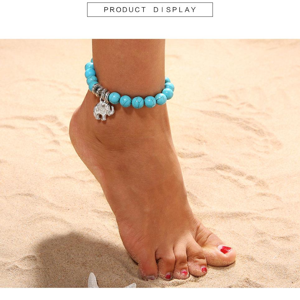 

Модные украшения на лодыжку, продажа, простой и щедрый браслет на лодыжку с цепочкой из бисера, украшения для ног в виде слона синий