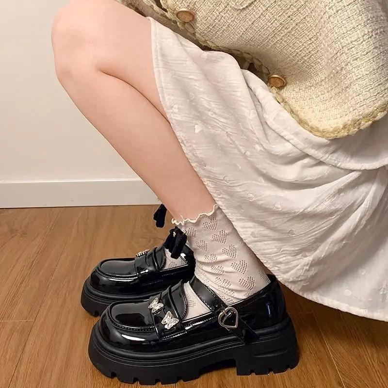 Fashion Ladies Pumps Round Toe Loafers Women's Shoes Platform with Medium Heels Casual Shoe Non Slip Summer 2025 Chic and Elegant Trend