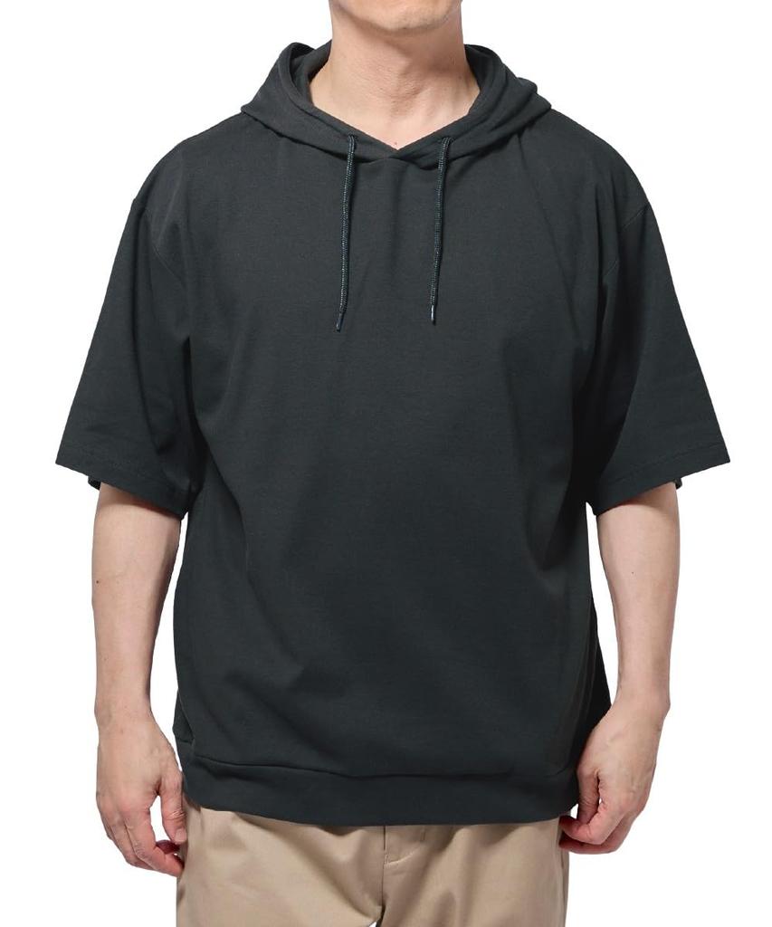 Nissen Oversized Sleeve Hoodie with Pullover UV Size 4L Men's 5/8 Pockets, Shirt, Sweat-Wicking, Quick-Drying, Protection, Charcoal,
