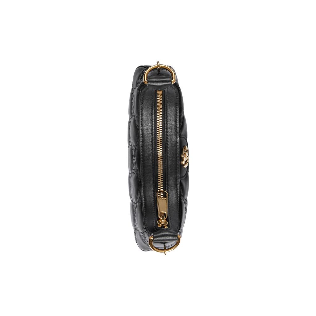 Gucci GG Matelassé Gold Logo Chain Canvas Backpack Leather Shoulder Bag Women Shoulder Bag Black 739736-UM8IG-1000