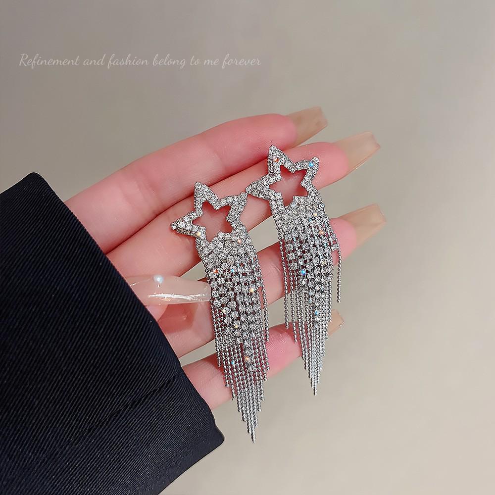 Trendy Long Tassel Bow Earrings: Celebrity-Inspired, Exaggerated Style for Women