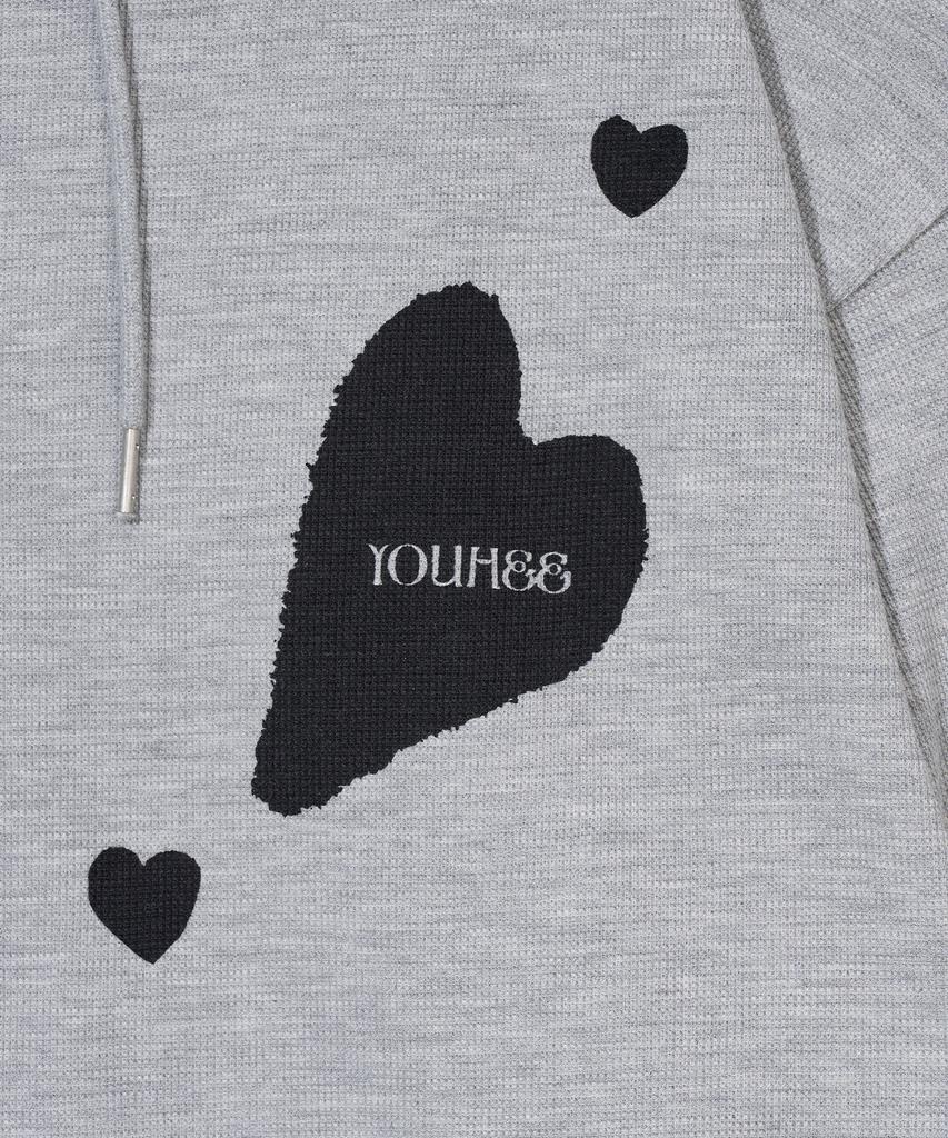 Youhee [3Colors] Graphic Waffle Hood Zip-Up