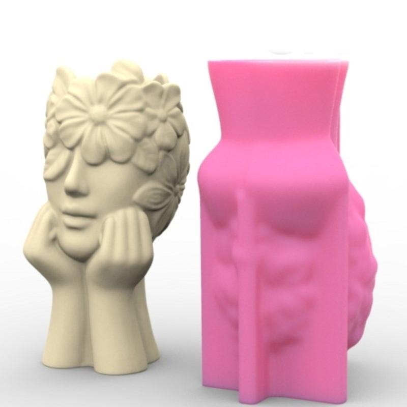 Siliconen Mallen Bloemenvaas Mallen Menselijk Lichaam Vorm Flexibele Ornament Mallen Unieke Bloempot Mallen voor Hars Ambacht