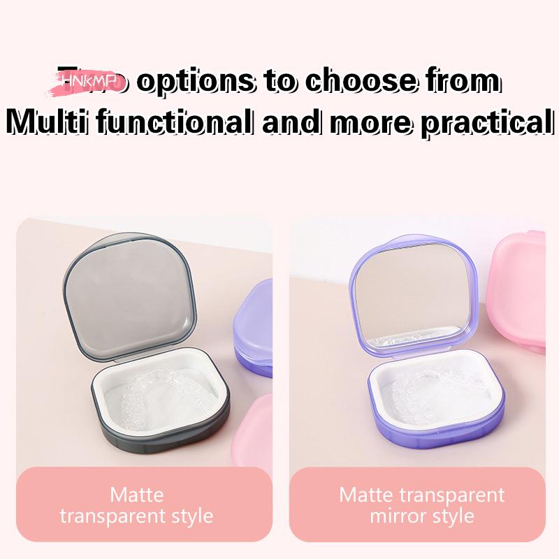 Portable Denture Storage Box Elderly Invisible Braces Orthodontic Retainer Case Dustproof Container with Cover for False Teeth