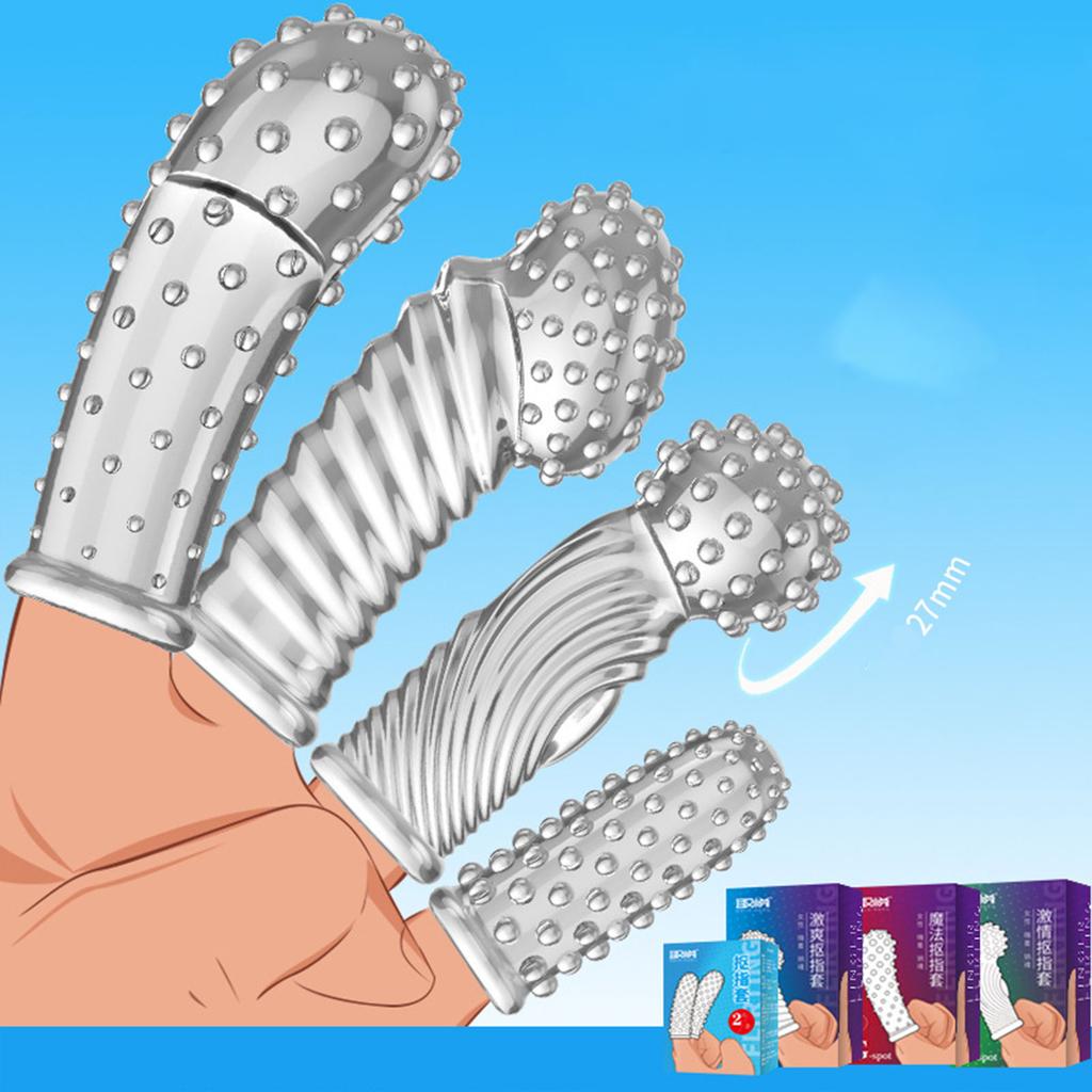 2 buc Prezervative pentru stimularea clitorisului cu vârfuri, mâneci pentru degete, pentru femei, masaj vaginal, punct G, jucării sexuale pentru cupluri.