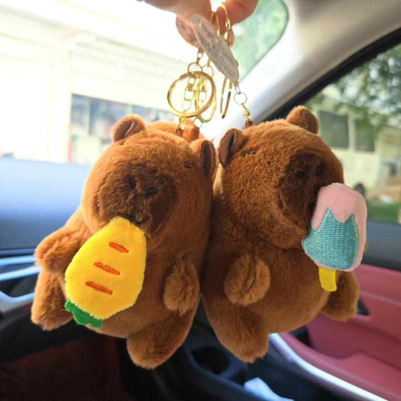 Simpatico Cartone Animato Capibara Cordoncino Gelato Fragola Peluche Poupée Giocattolo Ciondolo Portachiavi Zaini Ornamenti da Appendere