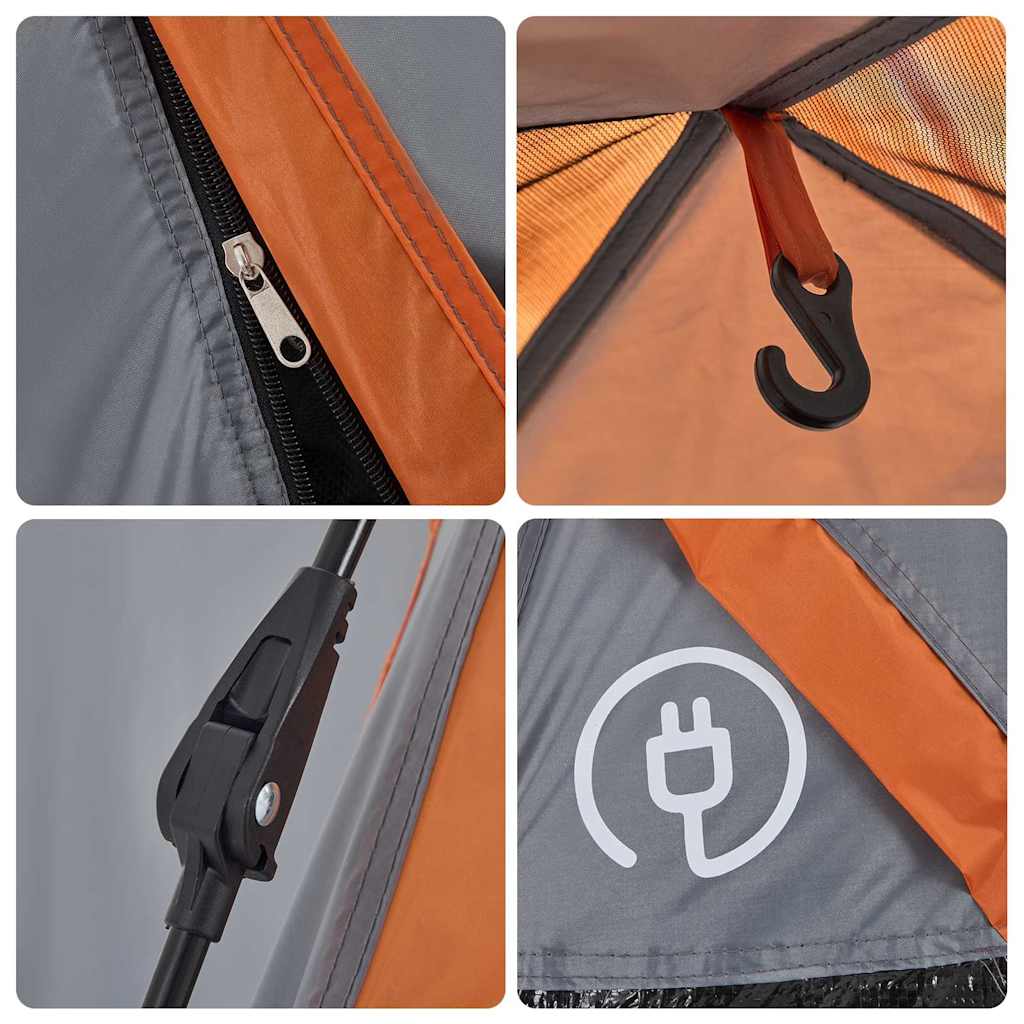 Dome Camping Tent for 3 Persons Grey and Orange Quick Release System
