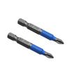 Blue Leather Case 12-Piece Cross-Head Anti-Slip Bit Set, S2 Material, 50mm Screwdriver Blades