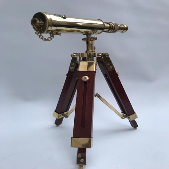 25,4 cm nautische Marine Spyglass Messing Teleskop auf Holz Dreibeinständer