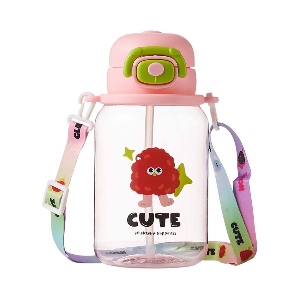 Summer Student Straw Cup, Outdoor Portable Water Bottle with Cross Top and Lid, Space Cup for Easy Drinking