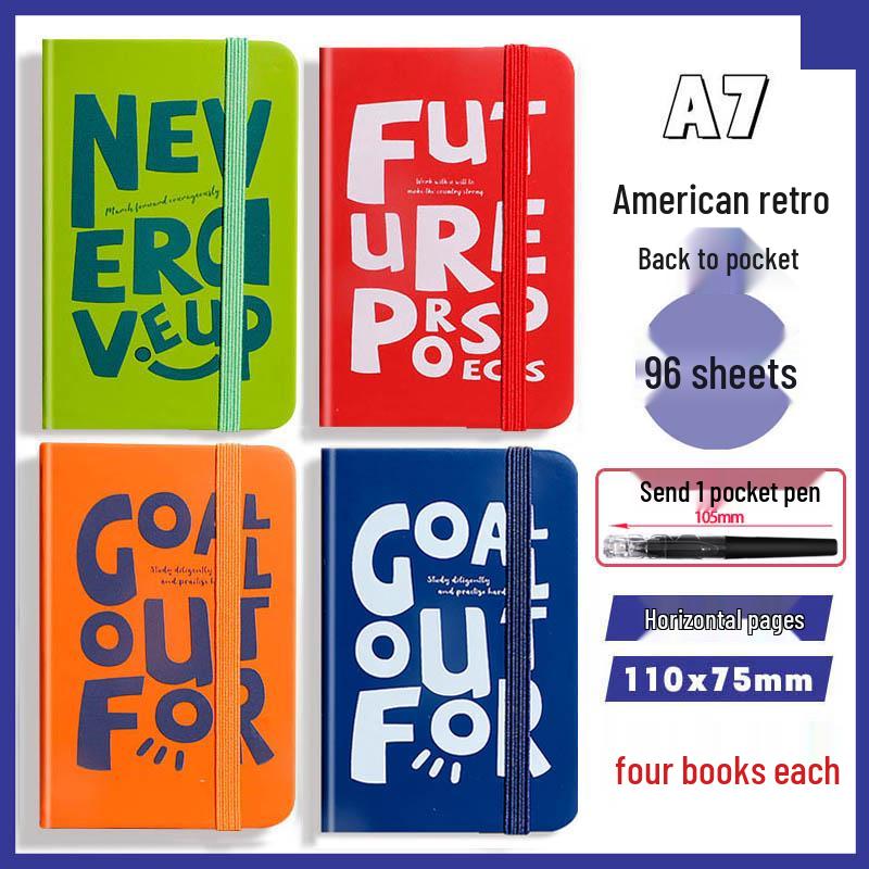 A7 Mini Retro American Pocket-Sized Notebook - Ideal for Students and Birthday Gifts
