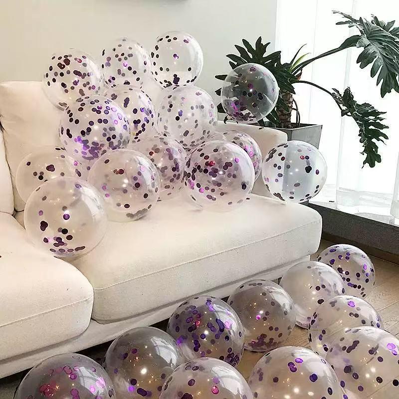 10" Gold Sequin Clear Latex Balloon for Parties & Events