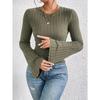 Women's Autumn and Winter Short Bell Sleeves, Long Sleeves, Round Neck, Lapels Are Simple