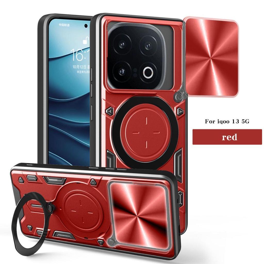 Case For iQOO 13 Magnetic Ring Holder Case Rotating Kickstand Full Body Shockproof Armor Protective Cover