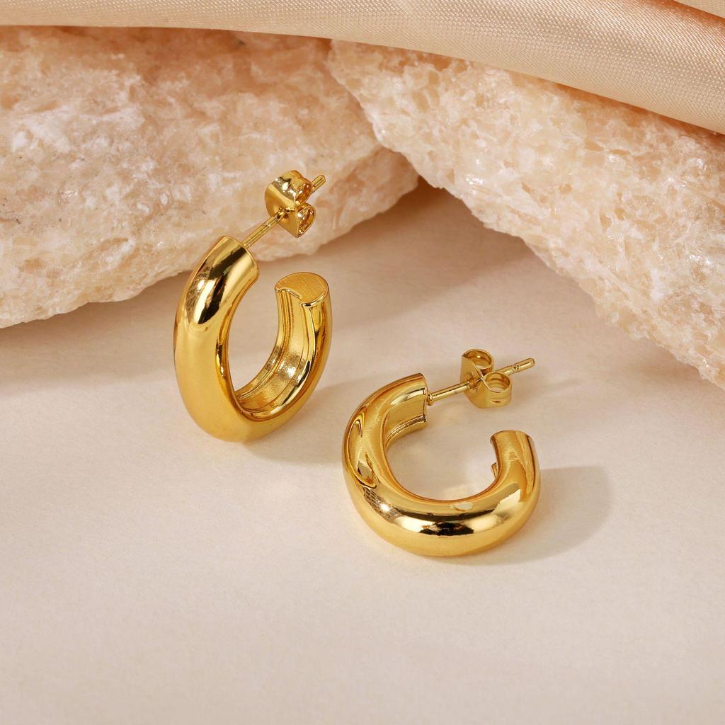 Titanium Steel Light Luxury Colorfast Hoop Earrings with High-End Feel