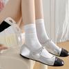 Black And White Socks Women'S Summer Velvet Pile Socks Thin Comfortable And Simple Mid-Leg Socks Ice Socks Solid Color Women'S Socks